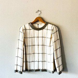 Vintage Michael Novarese cream and silver beaded sweater unsized cocktail